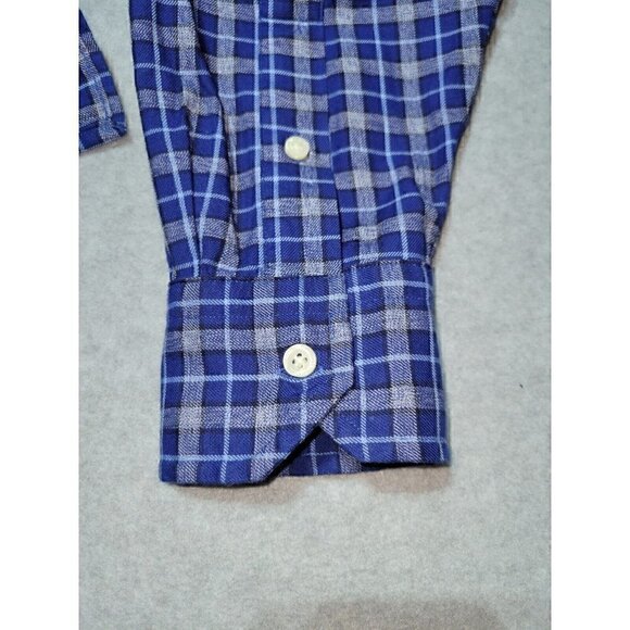 Cremieux Classics Mens Button Down Large Casual Long Sleeve Shirt Blue and Gray - Picture 3 of 11